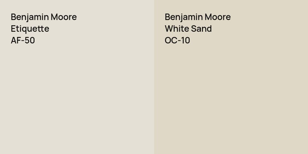 Benjamin Moore Etiquette vs. Benjamin Moore White Sand