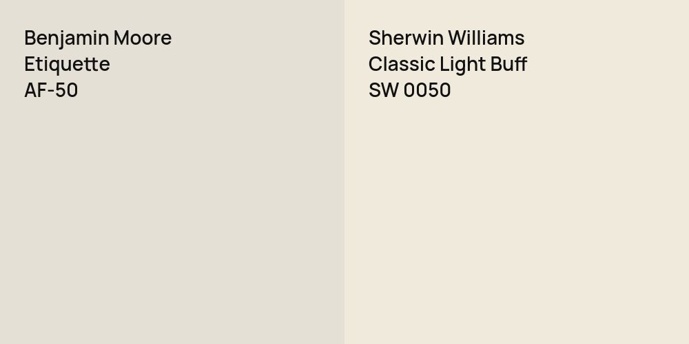 Benjamin Moore Etiquette vs. Sherwin Williams Classic Light Buff