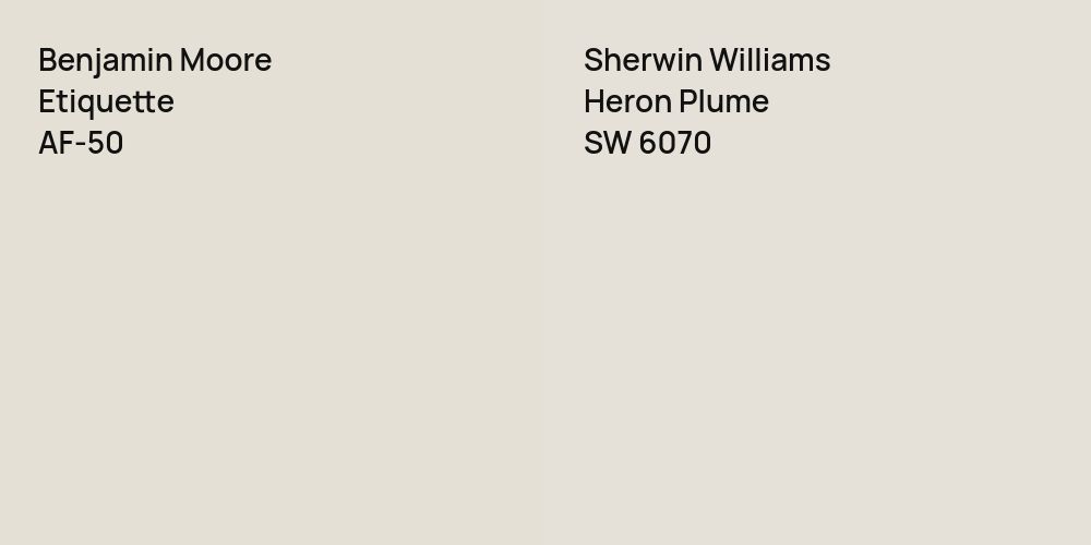 Benjamin Moore Etiquette vs. Sherwin Williams Heron Plume