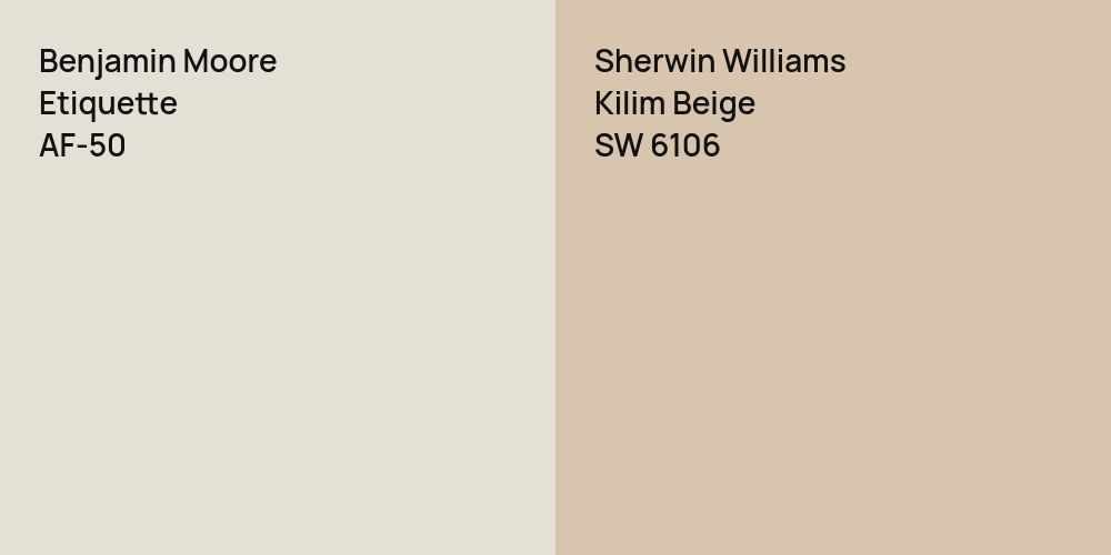 Benjamin Moore Etiquette vs. Sherwin Williams Kilim Beige