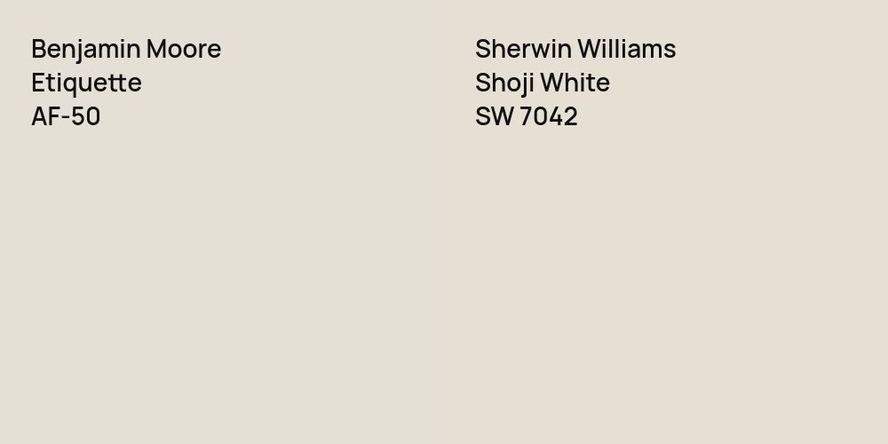 Benjamin Moore Etiquette vs. Sherwin Williams Shoji White