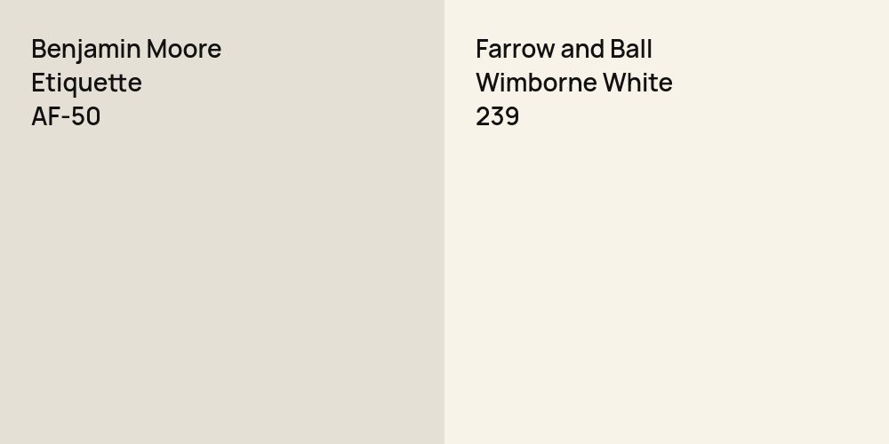 Benjamin Moore Etiquette vs. Farrow and Ball Wimborne White