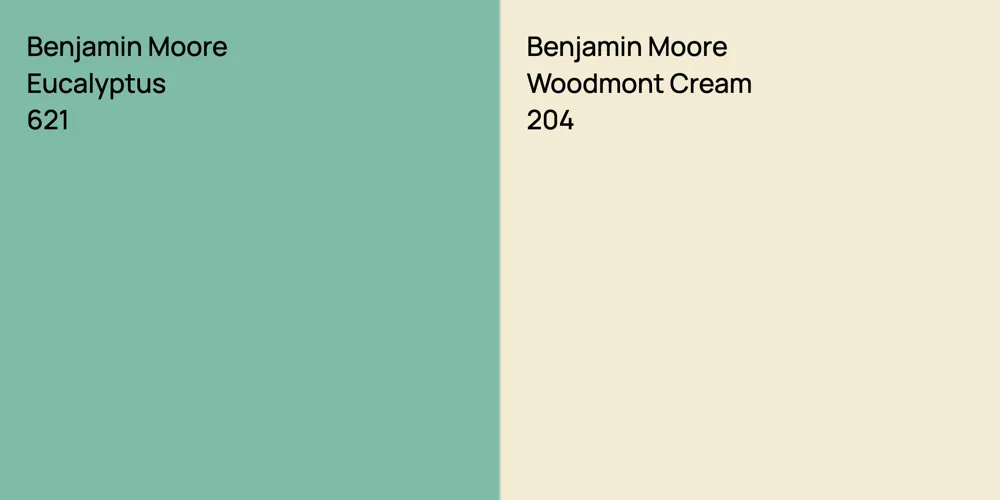 Benjamin Moore Eucalyptus vs. Benjamin Moore Woodmont Cream