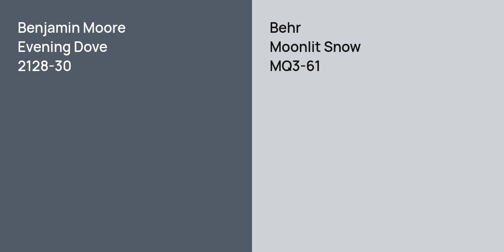 Benjamin Moore Evening Dove vs. Behr Moonlit Snow