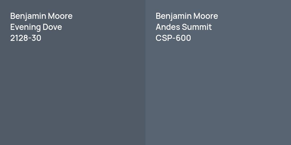 Benjamin Moore Evening Dove vs. Benjamin Moore Andes Summit