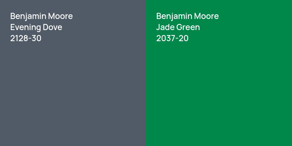 Benjamin Moore Evening Dove vs. Benjamin Moore Jade Green