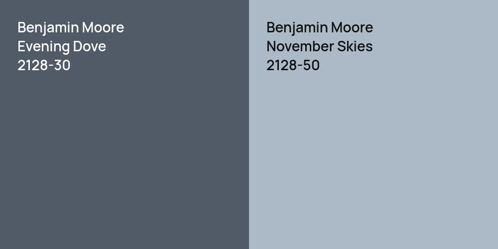 Benjamin Moore Evening Dove vs. Benjamin Moore November Skies