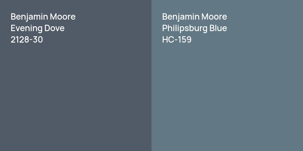 Benjamin Moore Evening Dove vs. Benjamin Moore Philipsburg Blue