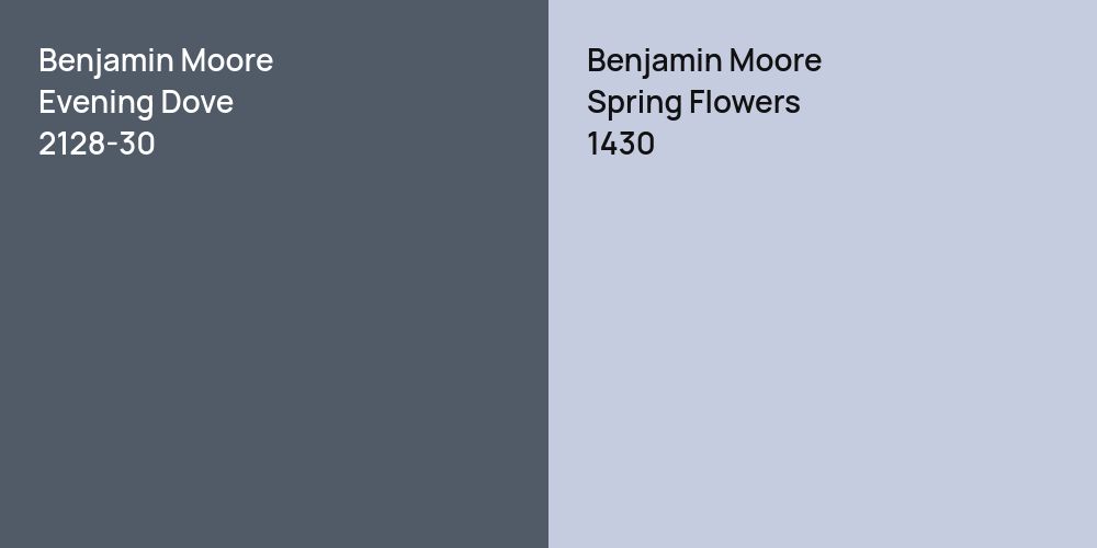 Benjamin Moore Evening Dove vs. Benjamin Moore Spring Flowers