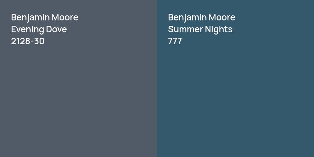 Benjamin Moore Evening Dove vs. Benjamin Moore Summer Nights