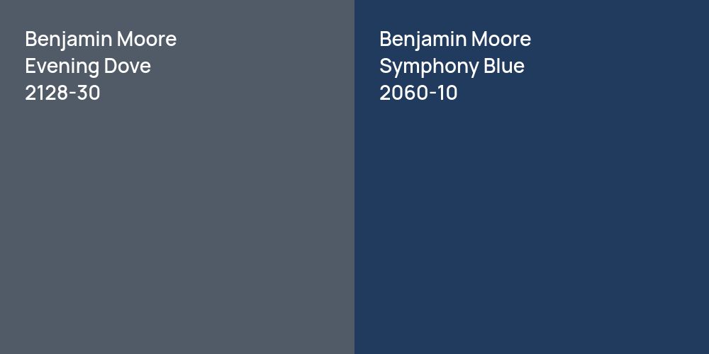 Benjamin Moore Evening Dove vs. Benjamin Moore Symphony Blue