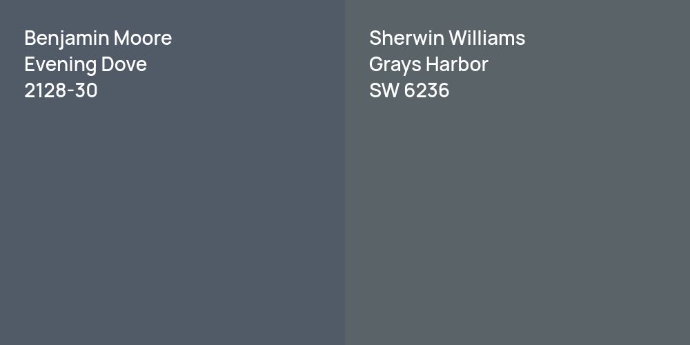 Benjamin Moore Evening Dove vs. Sherwin Williams Grays Harbor