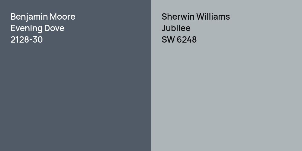 Benjamin Moore Evening Dove vs. Sherwin Williams Jubilee