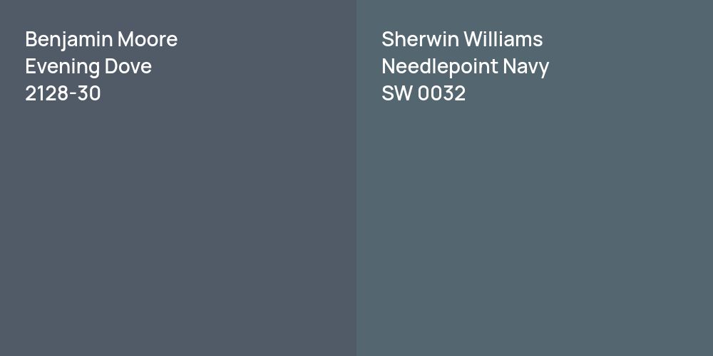 Benjamin Moore Evening Dove vs. Sherwin Williams Needlepoint Navy