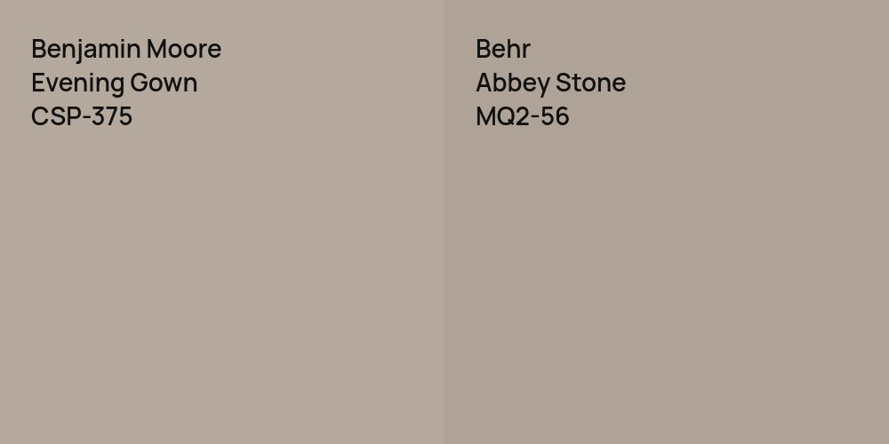 Benjamin Moore Evening Gown vs. Behr Abbey Stone