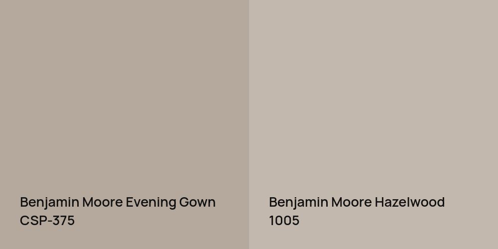 Benjamin Moore Evening Gown vs. Benjamin Moore Hazelwood