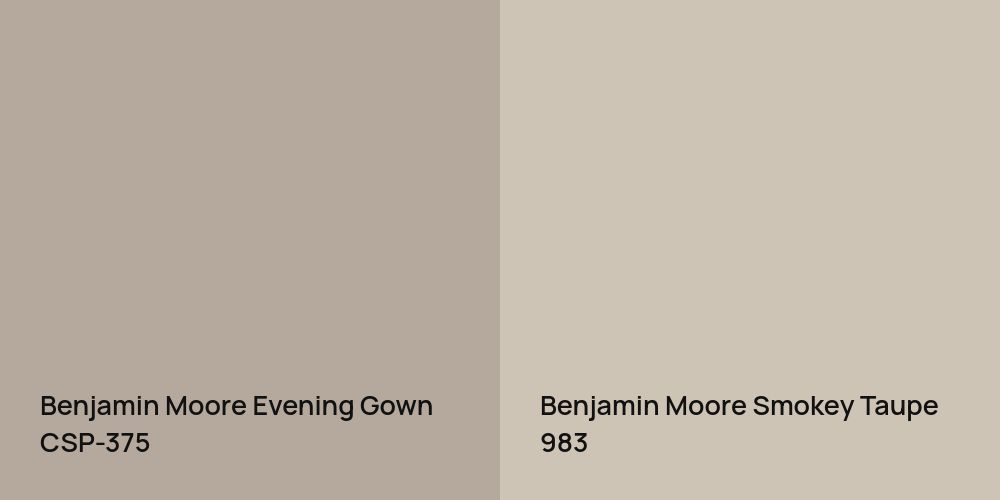 Benjamin Moore Evening Gown vs. Benjamin Moore Smokey Taupe