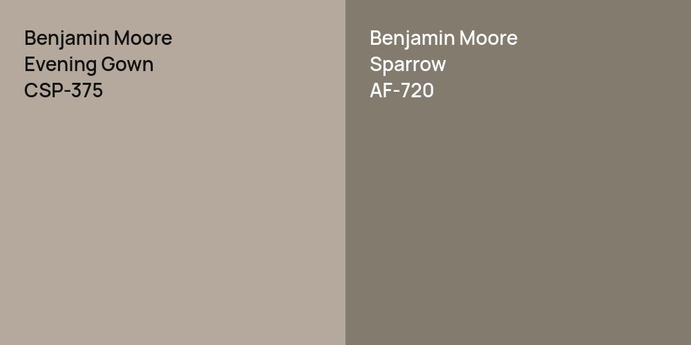 Benjamin Moore Evening Gown vs. Benjamin Moore Sparrow