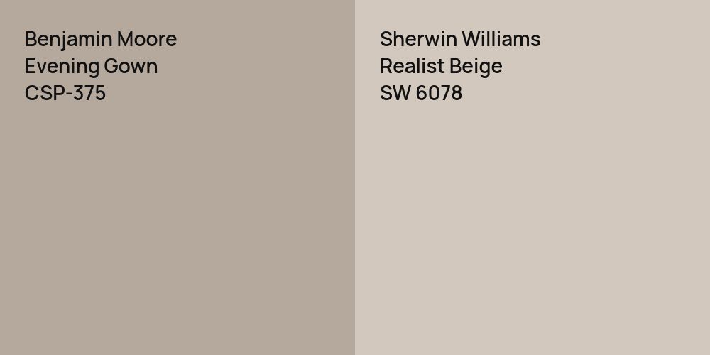 Benjamin Moore Evening Gown vs. Sherwin Williams Realist Beige