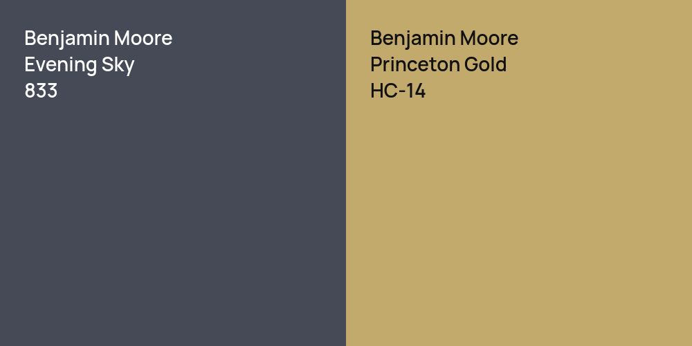 Benjamin Moore Evening Sky vs. Benjamin Moore Princeton Gold