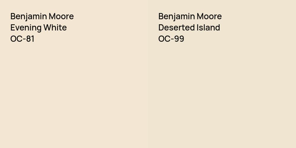 Benjamin Moore Evening White vs. Benjamin Moore Deserted Island