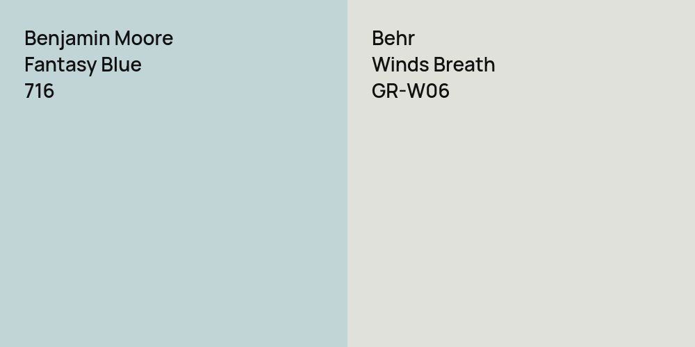 Benjamin Moore Fantasy Blue vs. Behr Winds Breath