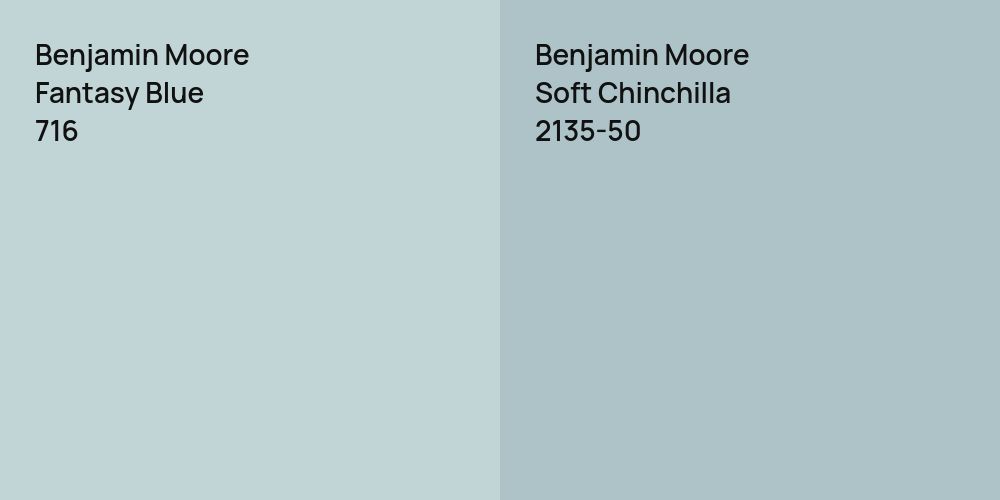 Benjamin Moore Fantasy Blue vs. Benjamin Moore Soft Chinchilla