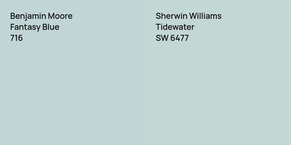 Benjamin Moore Fantasy Blue vs. Sherwin Williams Tidewater