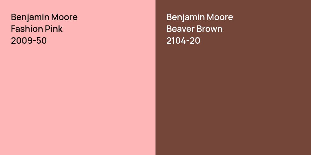 Benjamin Moore Fashion Pink vs. Benjamin Moore Beaver Brown