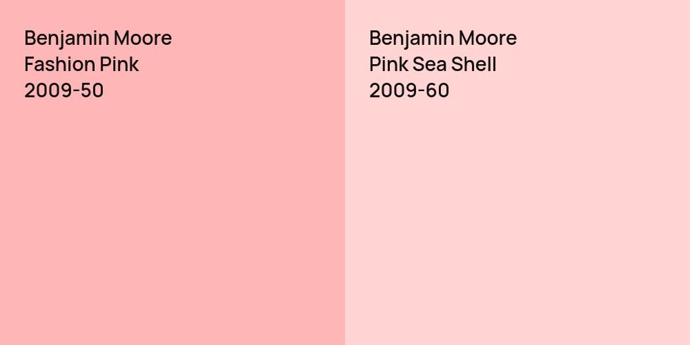 Benjamin Moore Fashion Pink vs. Benjamin Moore Pink Sea Shell