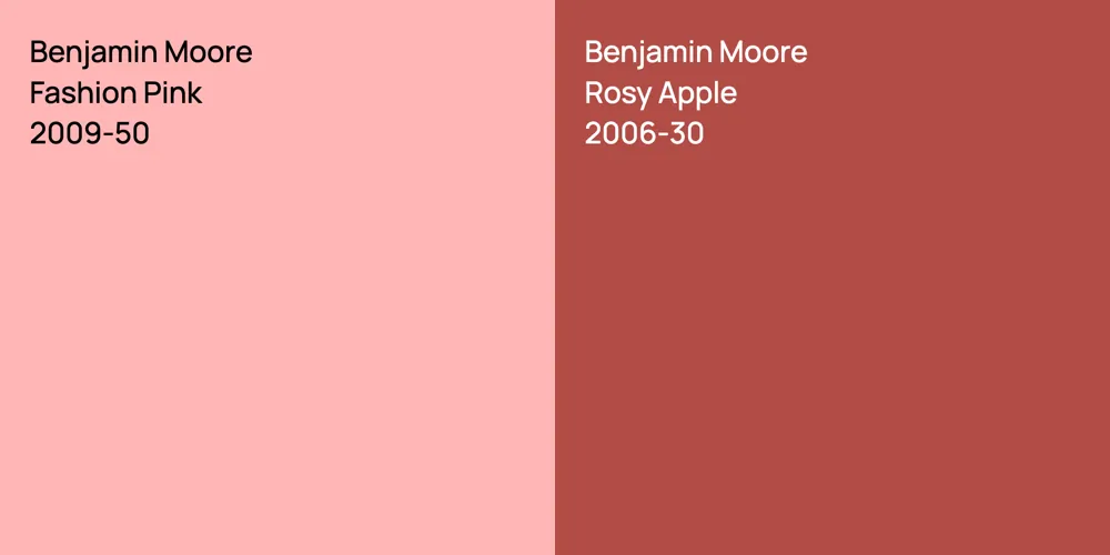 Benjamin Moore Fashion Pink vs. Benjamin Moore Rosy Apple