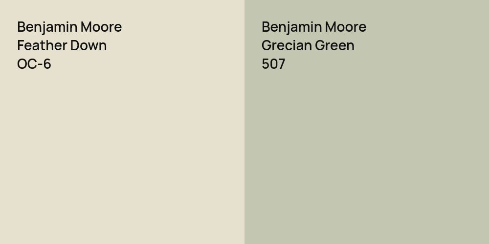 Benjamin Moore Feather Down vs. Benjamin Moore Grecian Green