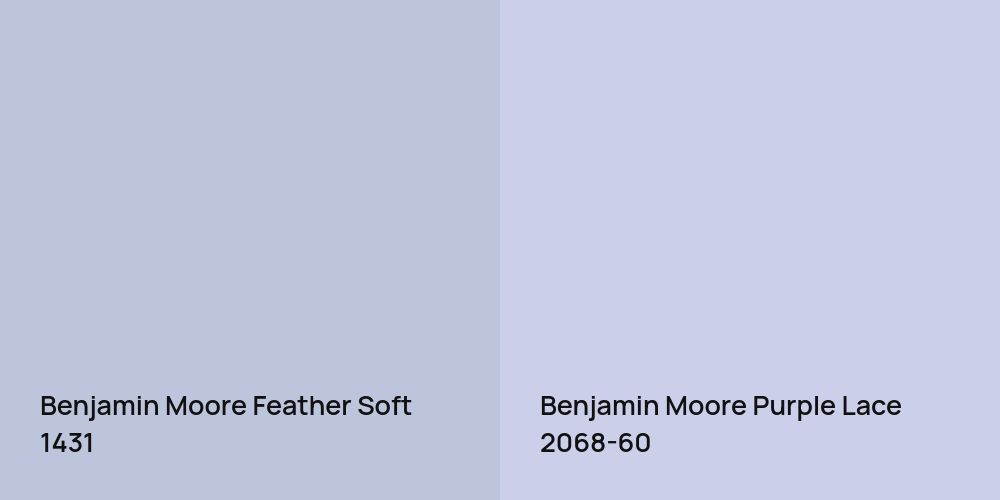 Benjamin Moore Feather Soft vs. Benjamin Moore Purple Lace