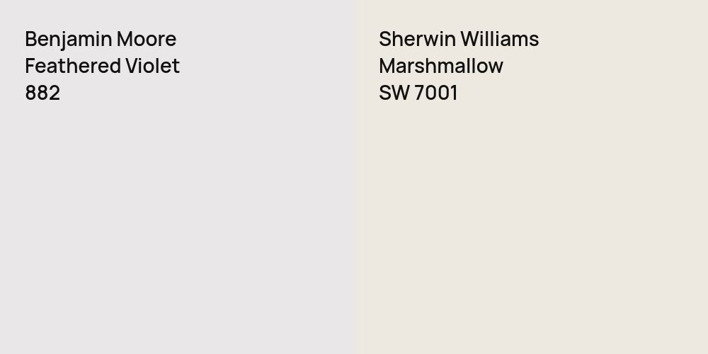 Benjamin Moore Feathered Violet vs. Sherwin Williams Marshmallow