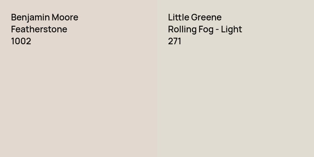 Benjamin Moore Featherstone vs. Little Greene Rolling Fog - Light