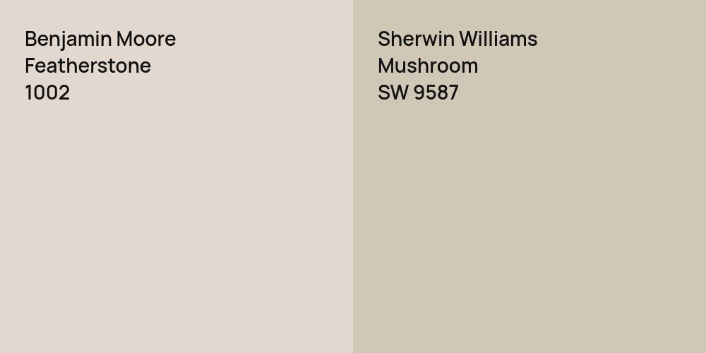 Benjamin Moore Featherstone vs. Sherwin Williams Mushroom