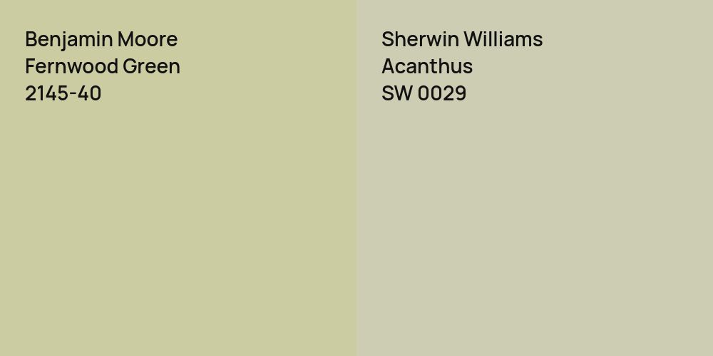 Benjamin Moore Fernwood Green vs. Sherwin Williams Acanthus