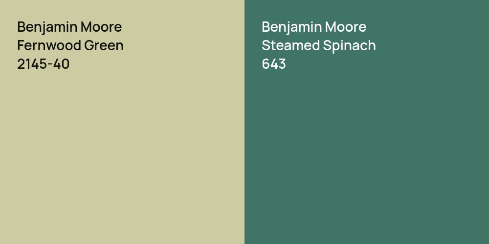 Benjamin Moore Fernwood Green vs. Benjamin Moore Steamed Spinach