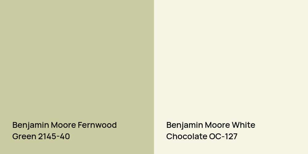 Benjamin Moore Fernwood Green vs. Benjamin Moore White Chocolate