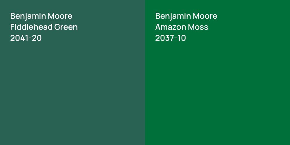 Benjamin Moore Fiddlehead Green vs. Benjamin Moore Amazon Moss