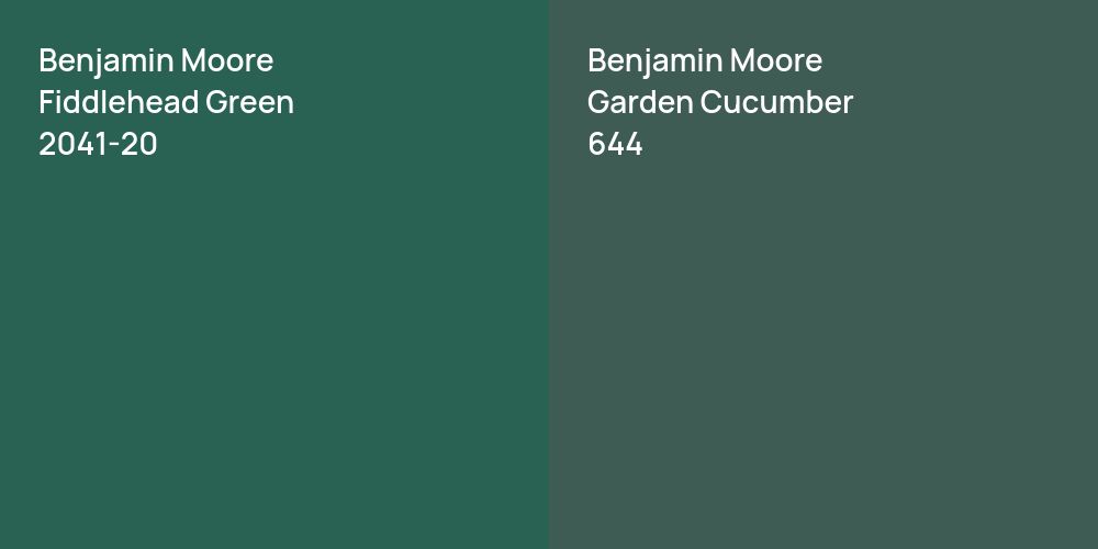 Benjamin Moore Fiddlehead Green vs. Benjamin Moore Garden Cucumber