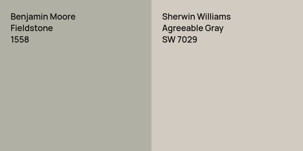 Benjamin Moore Fieldstone vs. Sherwin Williams Agreeable Gray