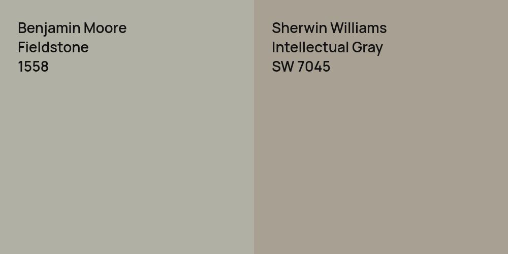 Benjamin Moore Fieldstone vs. Sherwin Williams Intellectual Gray