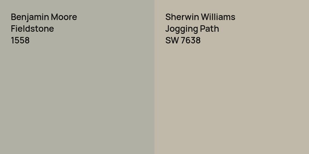 Benjamin Moore Fieldstone vs. Sherwin Williams Jogging Path