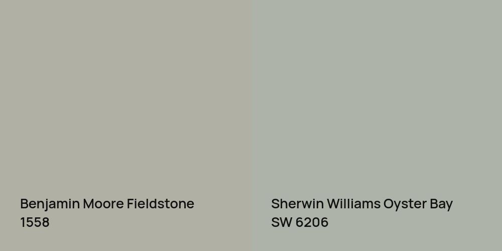 Benjamin Moore Fieldstone vs. Sherwin Williams Oyster Bay