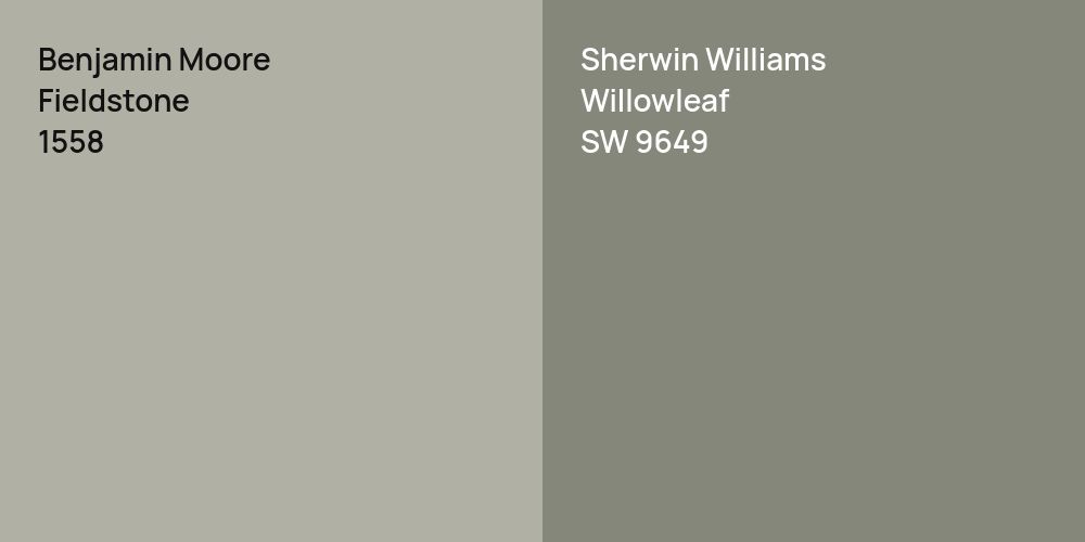 Benjamin Moore Fieldstone vs. Sherwin Williams Willowleaf