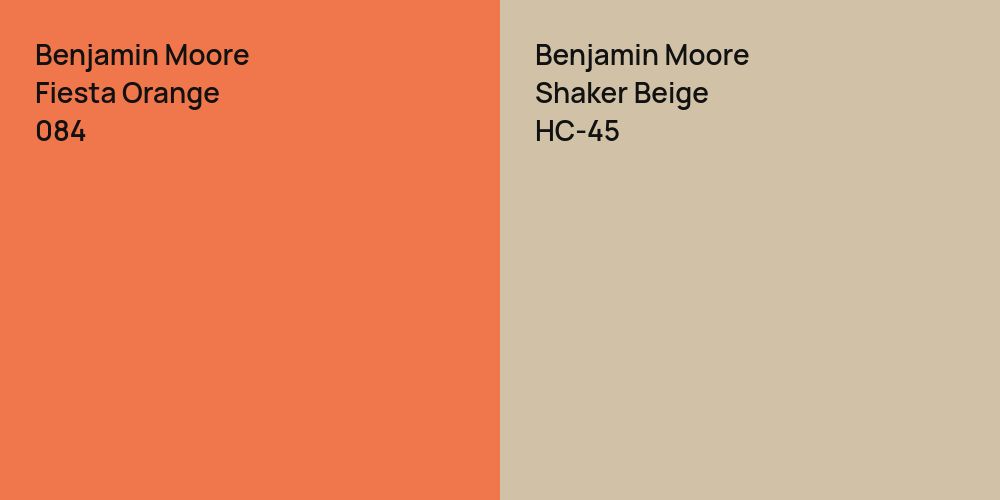 Benjamin Moore Fiesta Orange vs. Benjamin Moore Shaker Beige