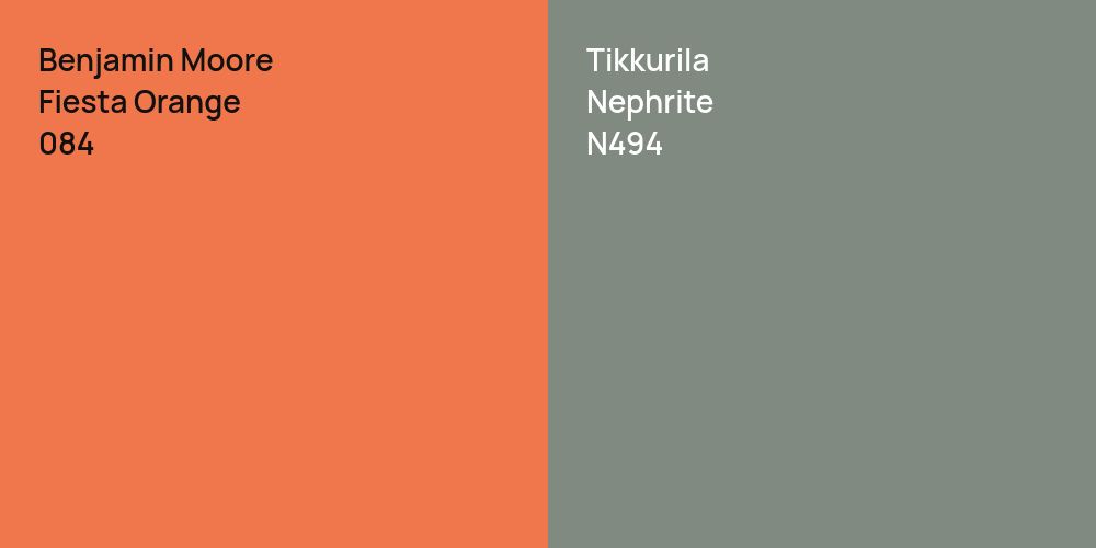 Benjamin Moore Fiesta Orange vs. Tikkurila Nephrite