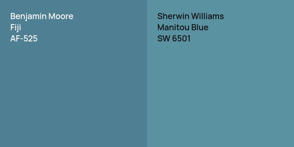 Benjamin Moore Fiji vs. Sherwin Williams Manitou Blue