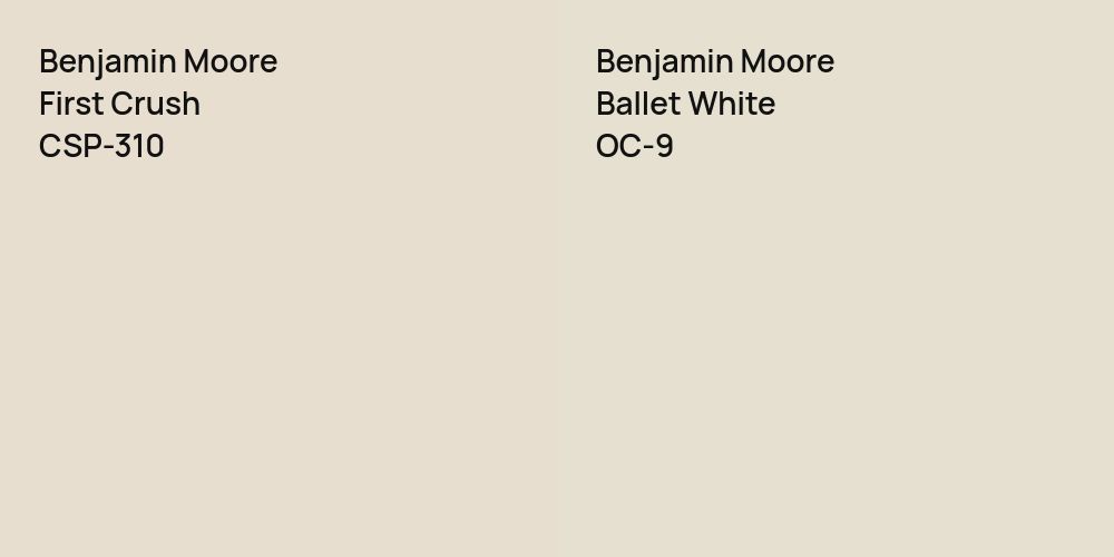 Benjamin Moore First Crush vs. Benjamin Moore Ballet White